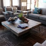 distressed wood square coffee table